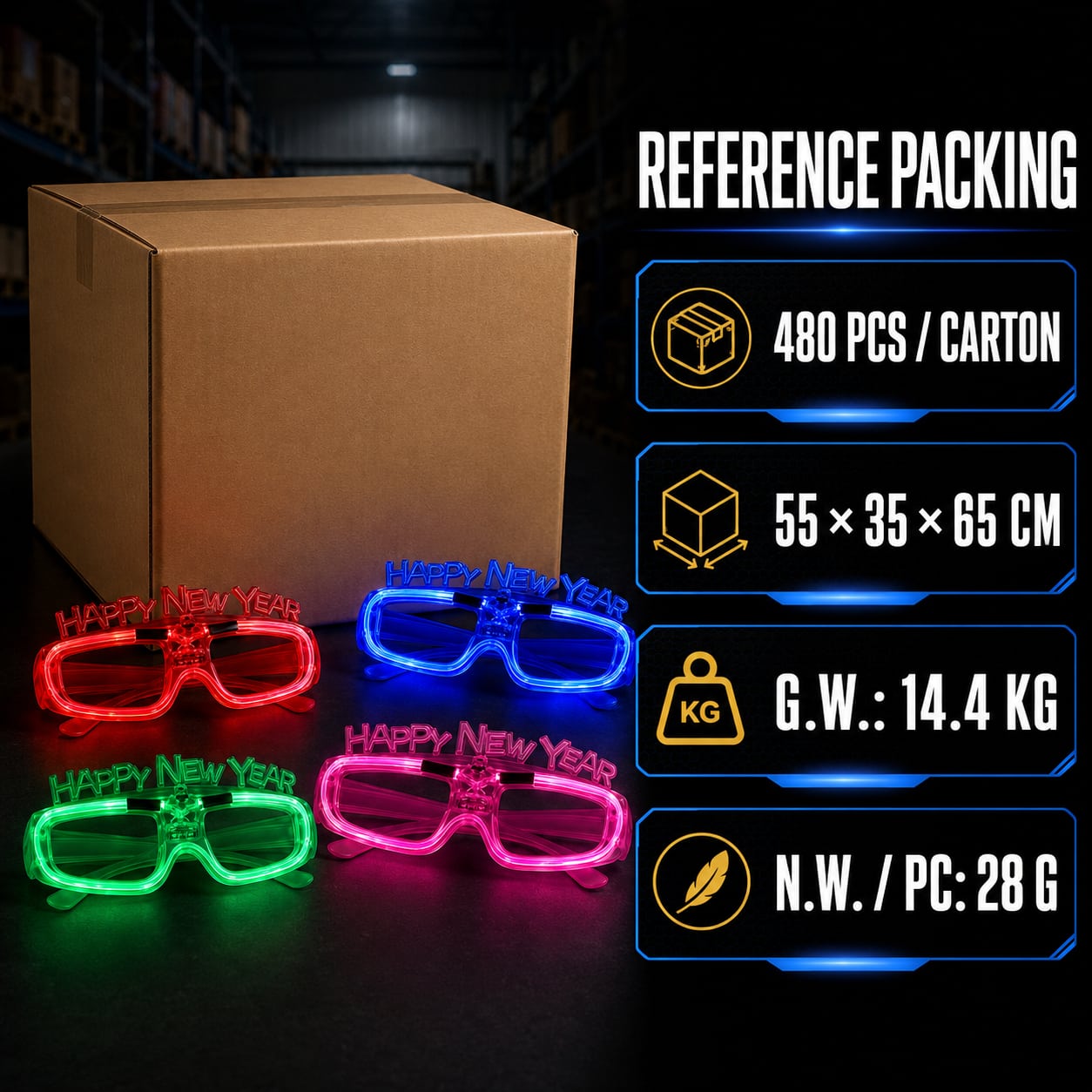 Happy New Year LED Glasses 2
