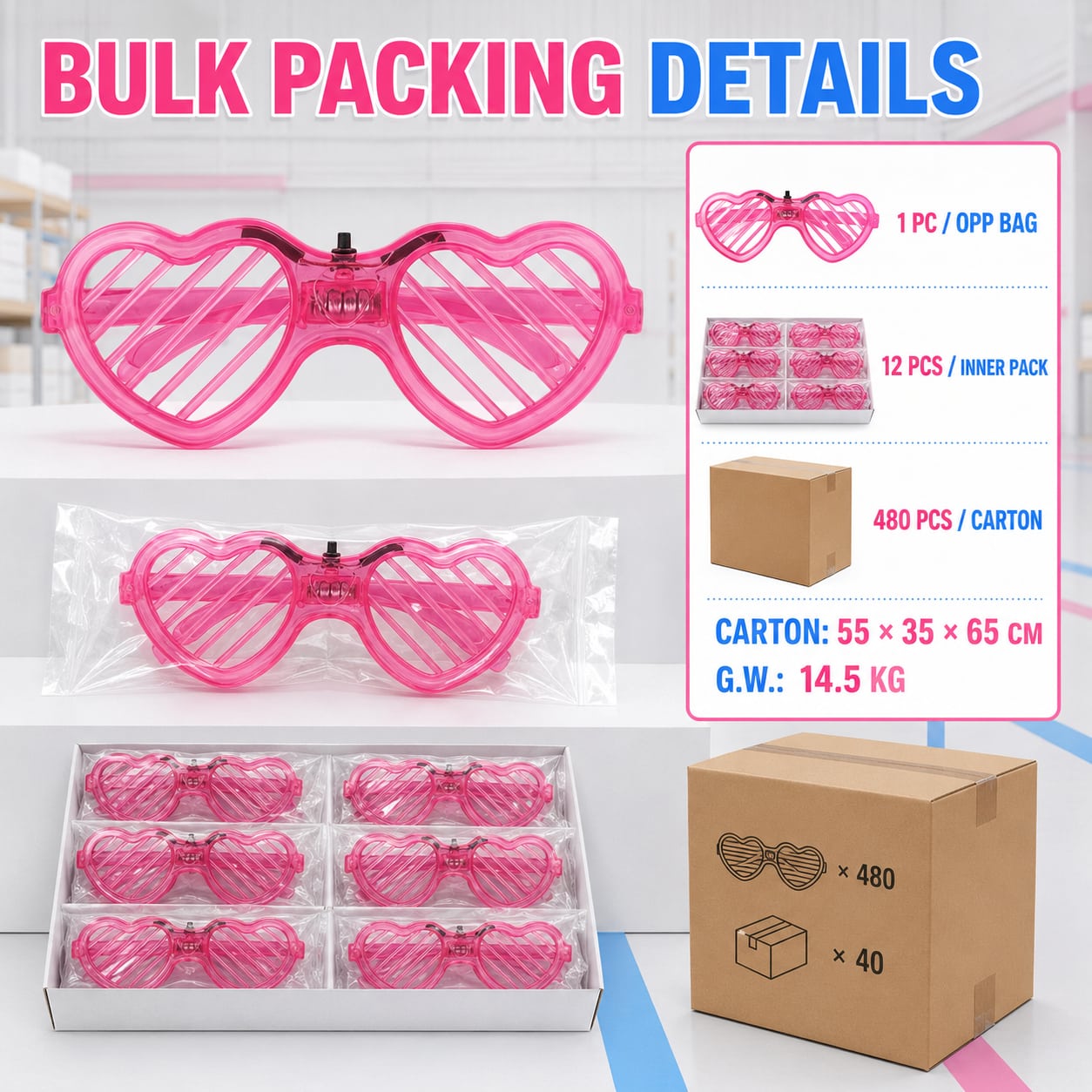 Gafas LED de persiana en corazón 2