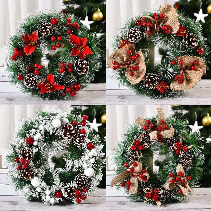 Colección de coronas navideñas estilo pino