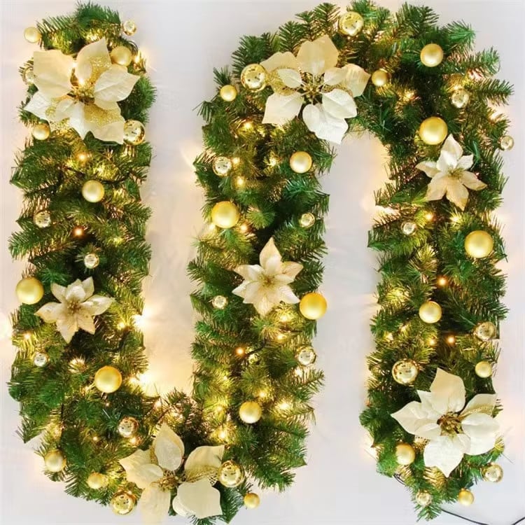 Guirnalda navideña de flores de Pascua · referencia de imagen 1