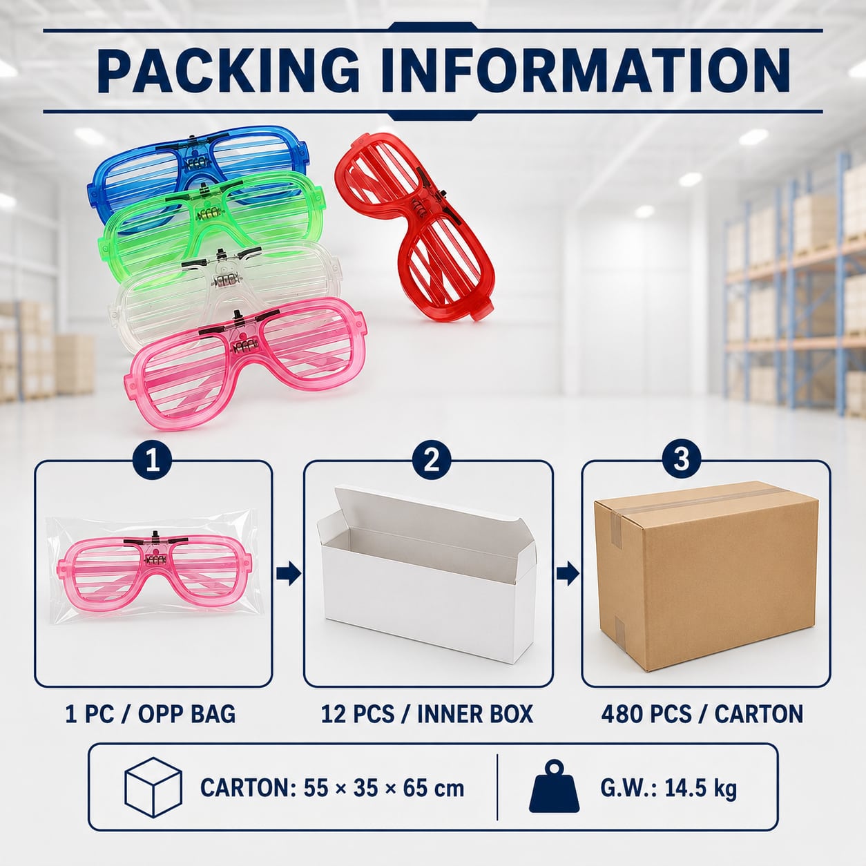 Gafas LED de persiana para fiestas 6