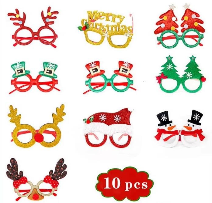Assorted Glitter Christmas Glasses 6