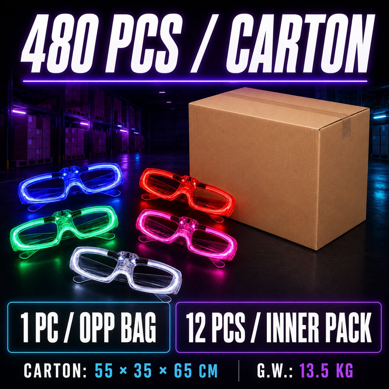 Gafas LED cuadradas de fiesta 3