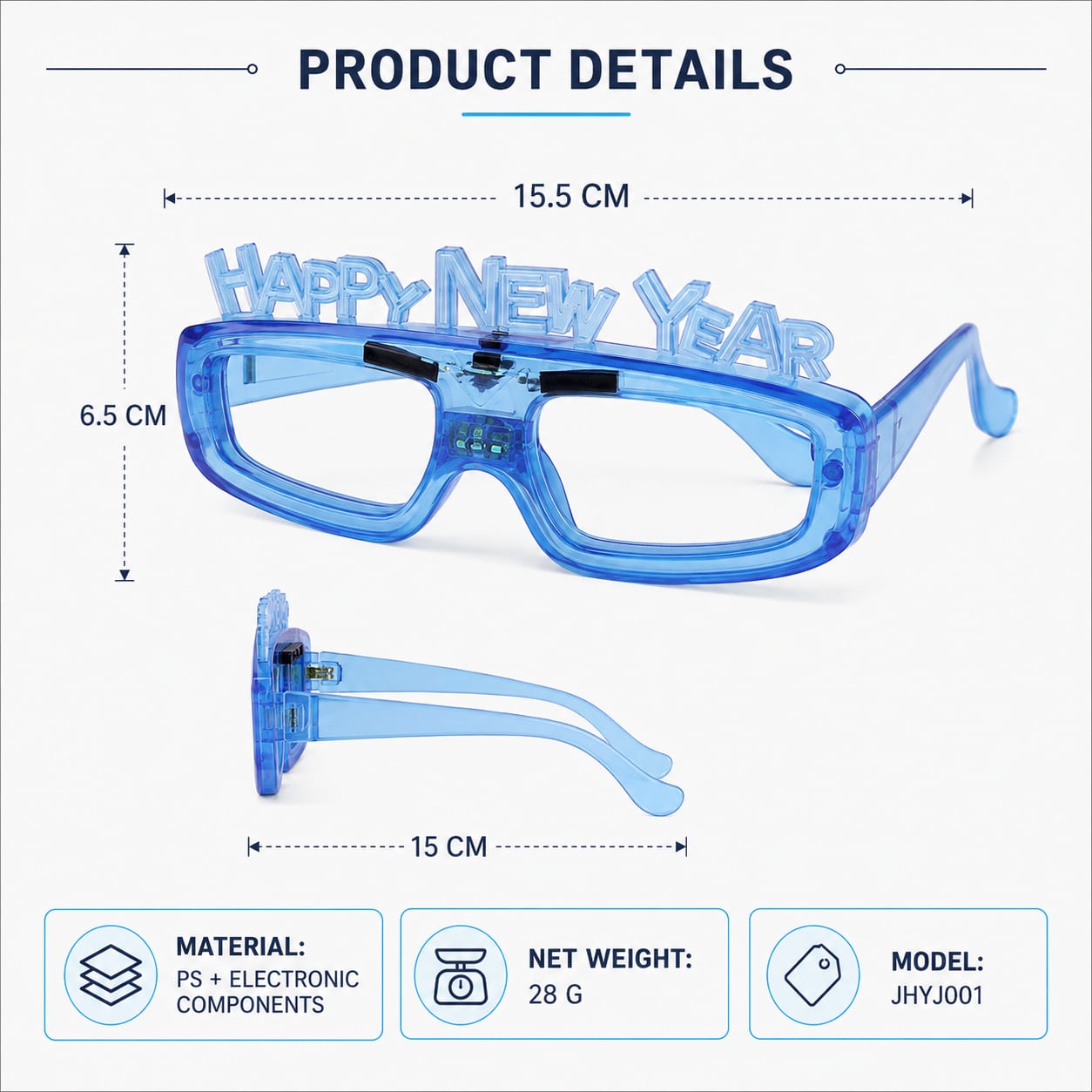 Happy New Year LED Glasses 3