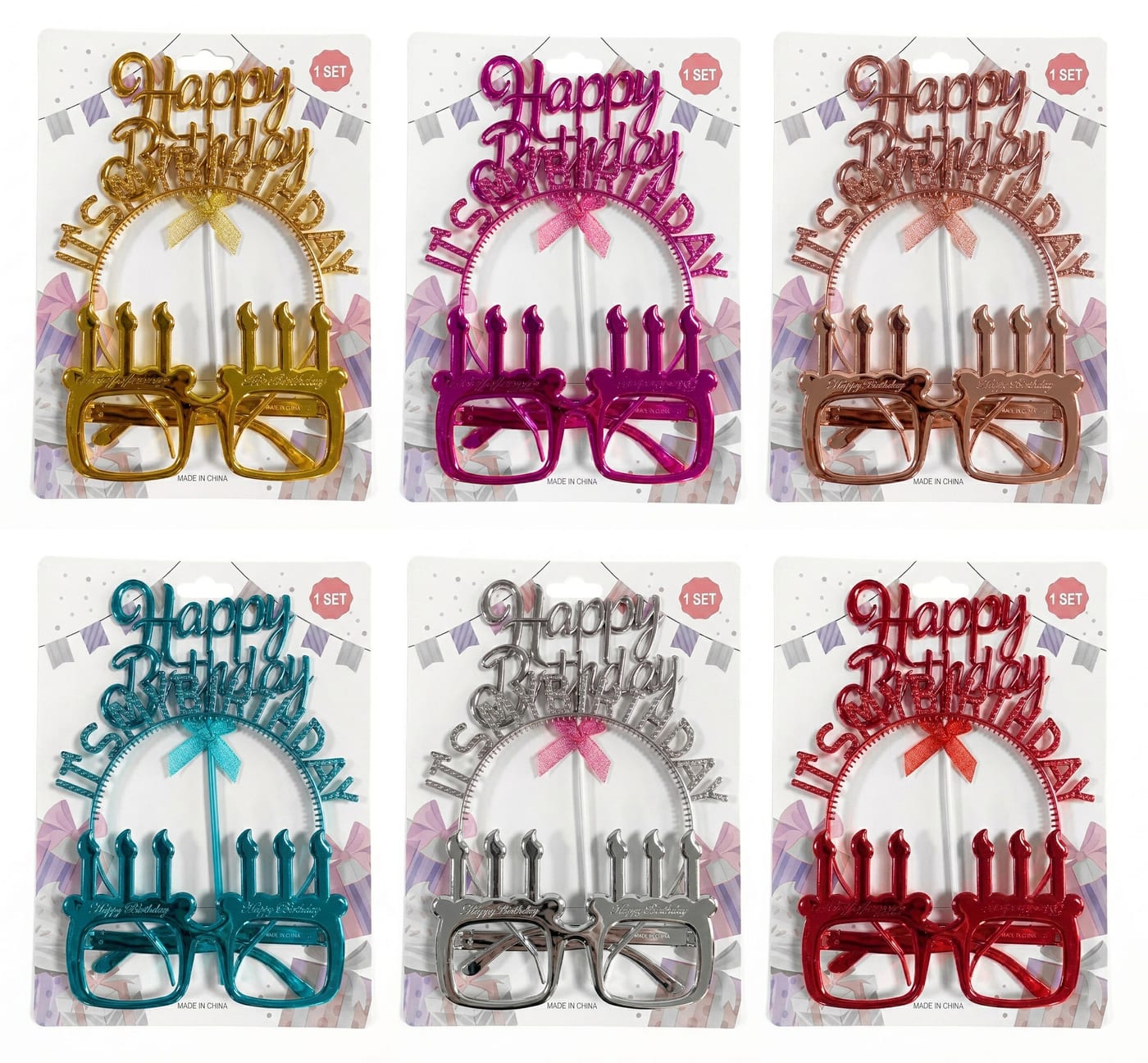 Gafas de cumpleaños bañadas en metal