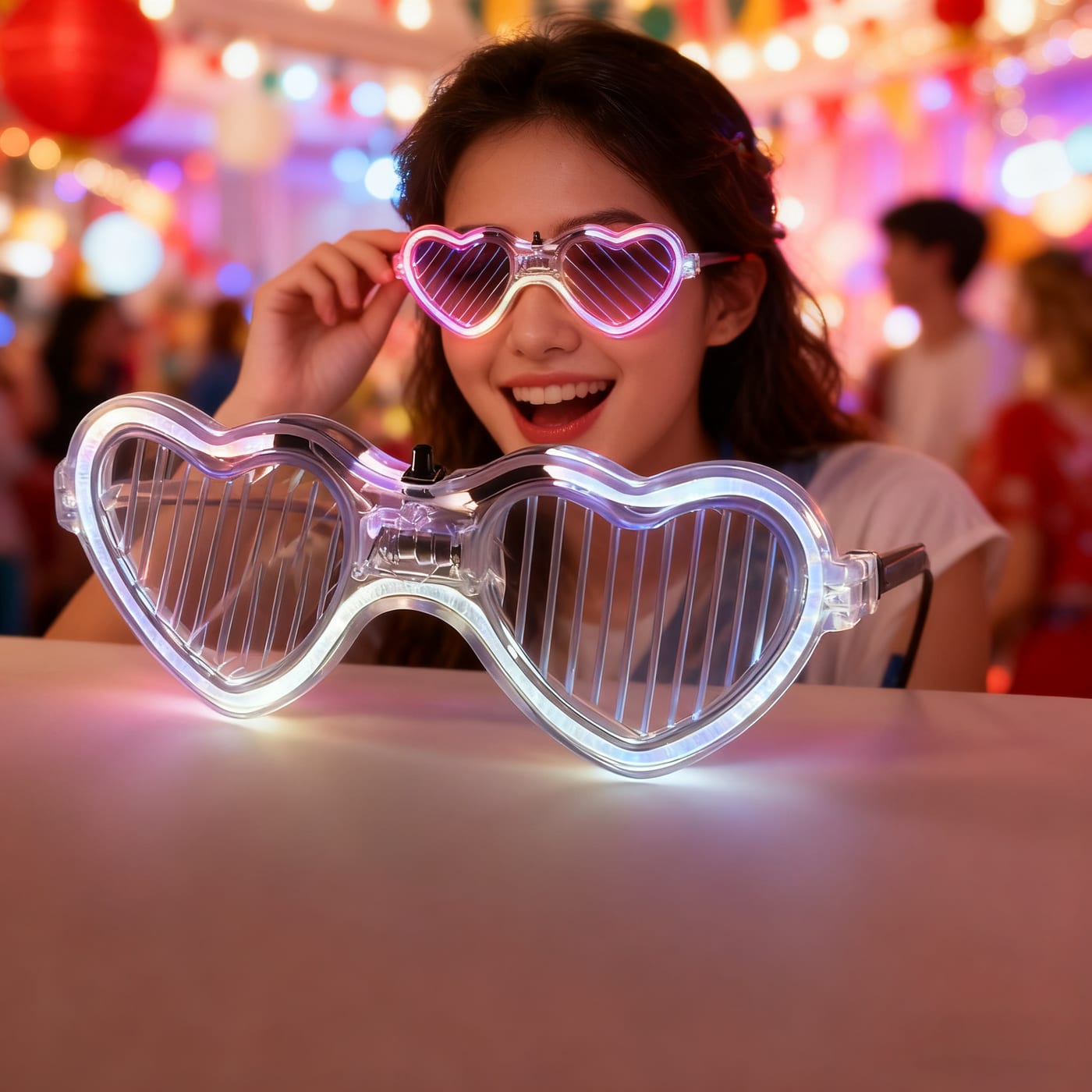 Gafas LED de persiana en corazón