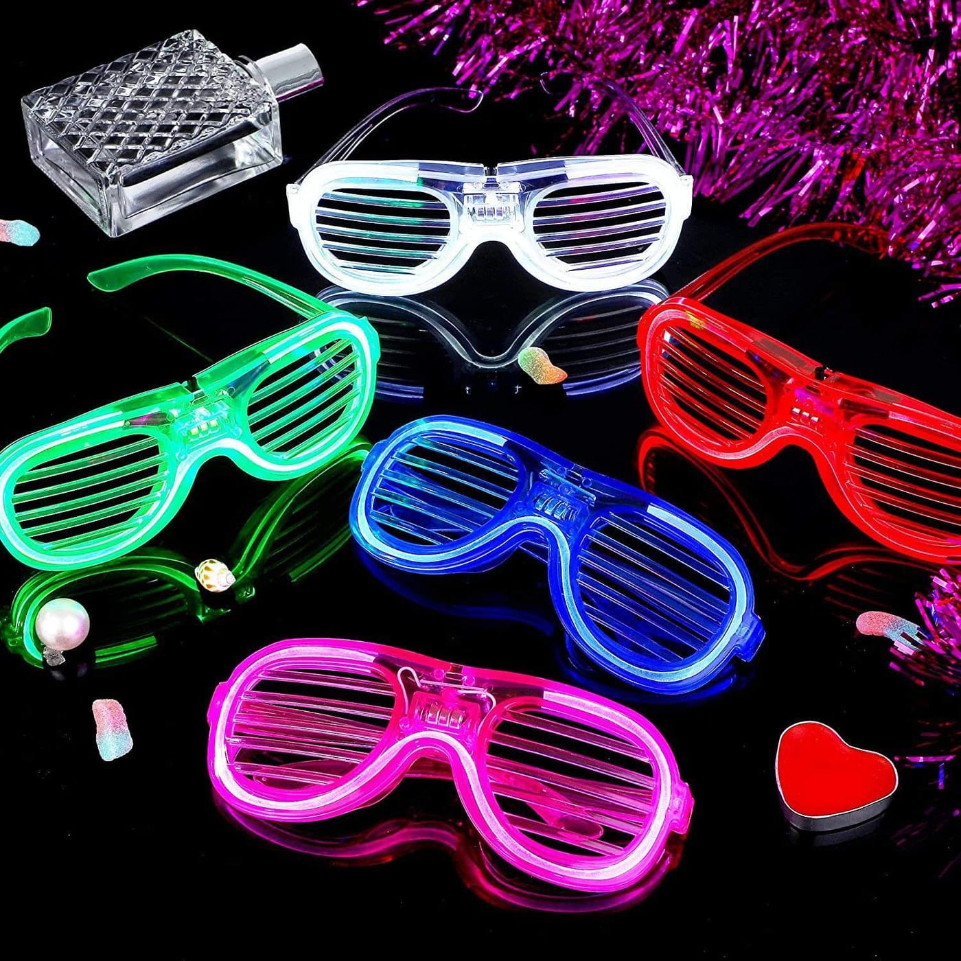 Gafas fluorescentes neón, 5 colores