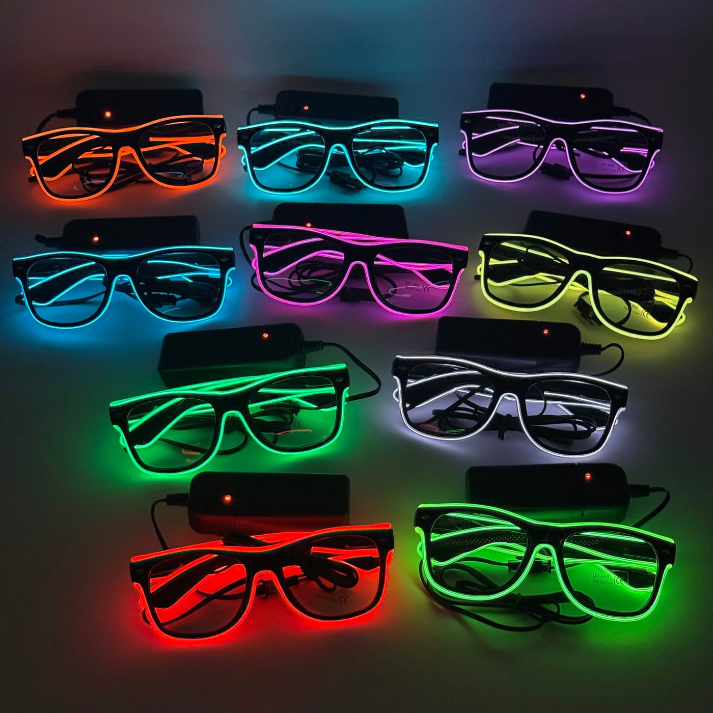 Gafas LED transparentes cableadas